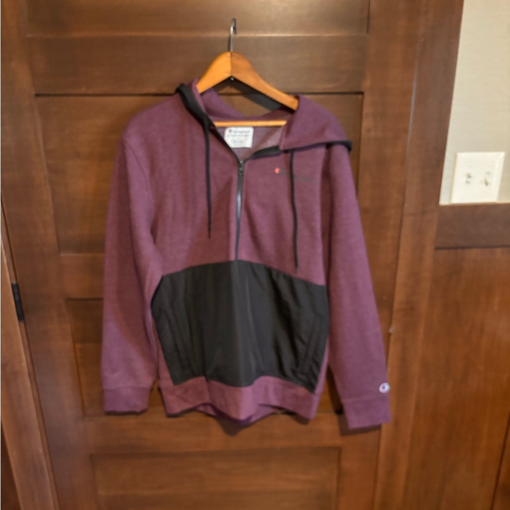 Champion Men's purple and Black Zip-Up Sweater